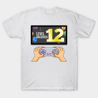 12th Birthday | twelve Birthday | Level 12 Unlocked Awesome | Video Gaming Gift Ideas | Game Lover Gift| Retro Gamer Birthday Gift T-Shirt